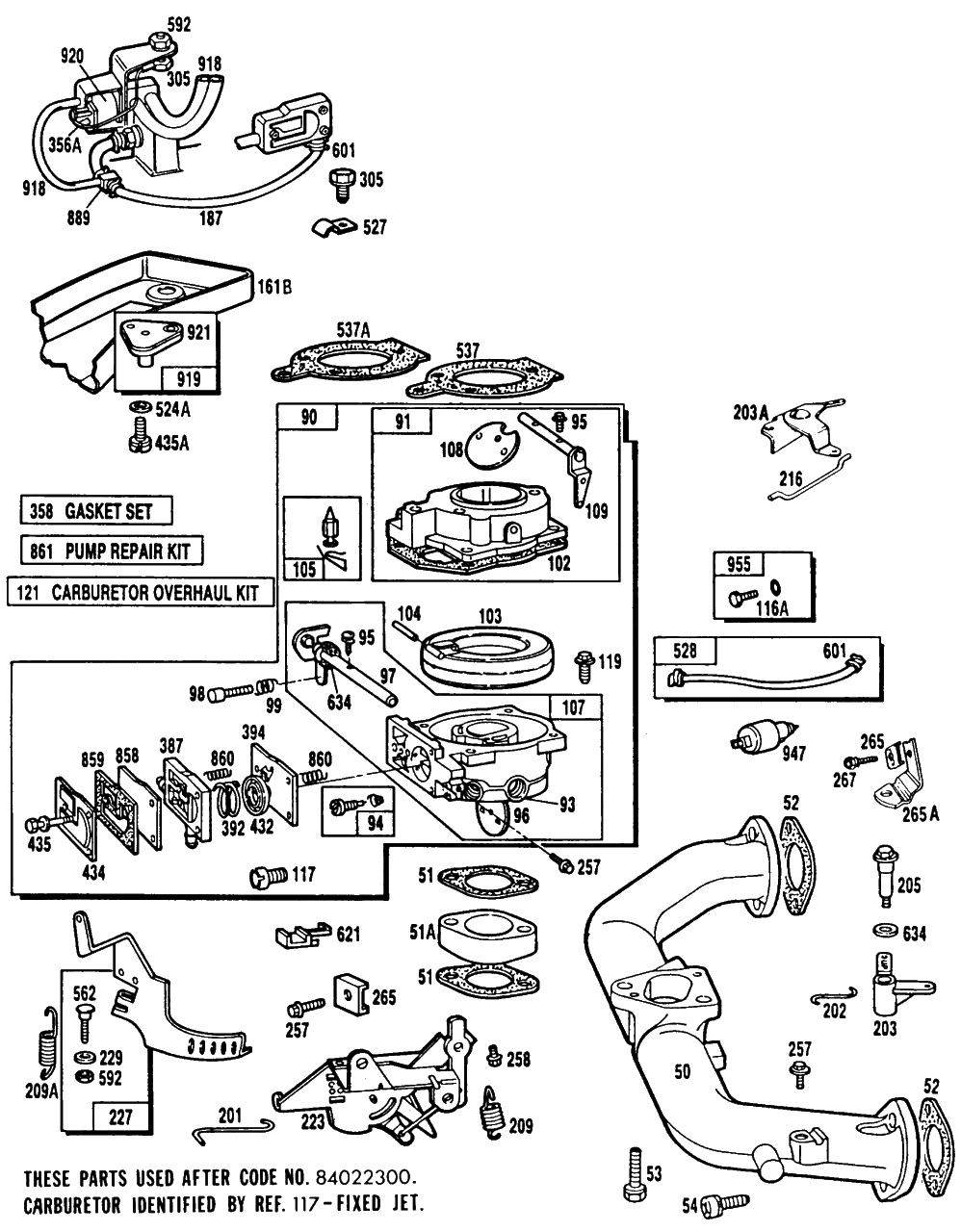 Carburetor Assembly,manifold 3 Diagram and Parts List for 401707-0510-XX  Briggs and Stratton Engine